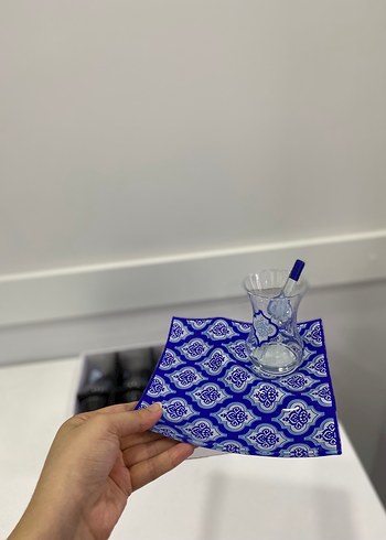 Karaca Mavi Desenli 6'lı Çay Seti