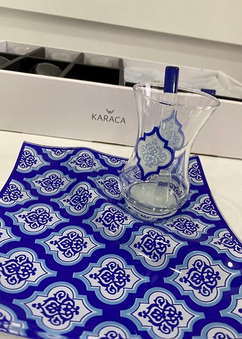 Beden Karaca Mavi Desenli 6'lı Çay Seti