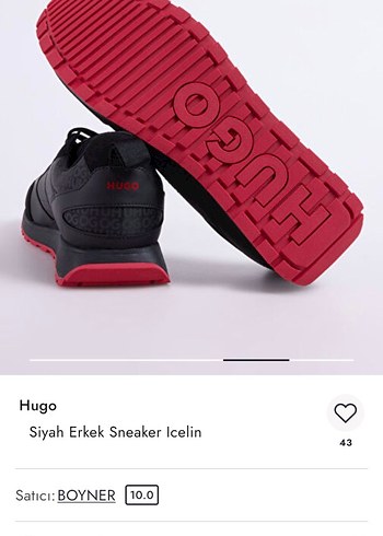 43 Beden siyah Renk Hugo Siyah Baskılı Erkek Spor Ayakkabı Velcro