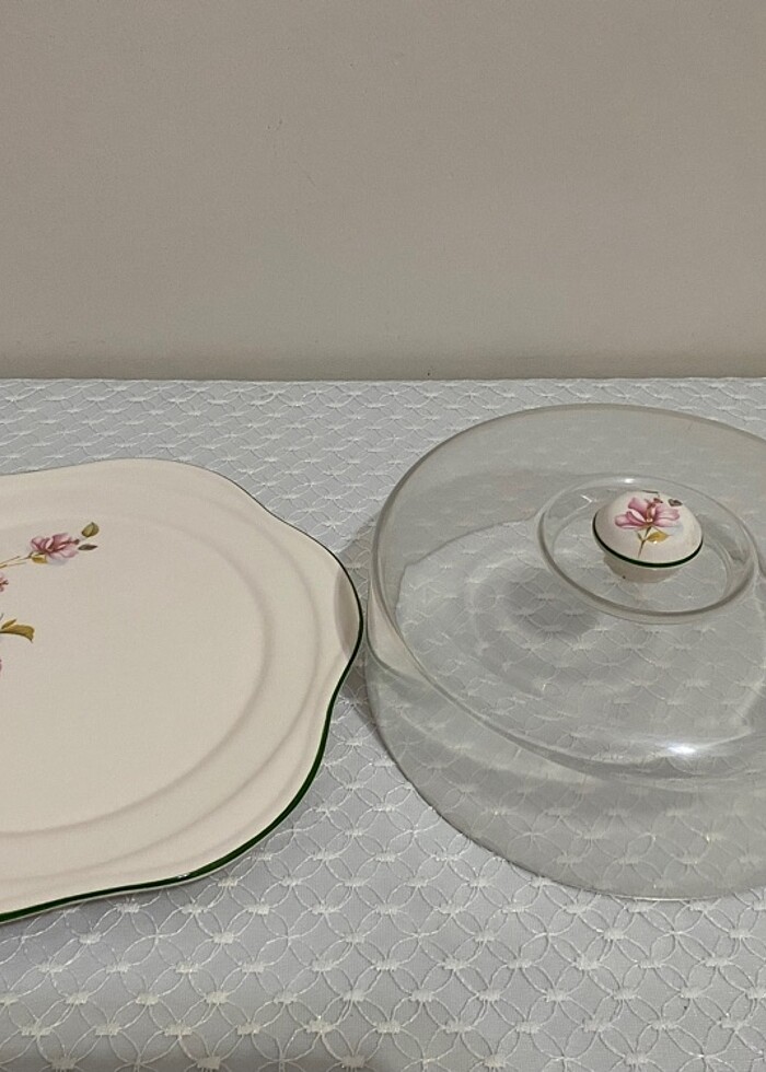 Vintega çok güzel İtalyan  porselen kek fanusu - Görsel 3