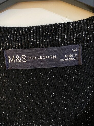 44 Beden siyah Renk M&S marka , siyah simli ışıltılı , 44 beden hırka