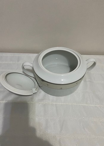 Carlsbad marka , Gri Kenarlı Beyaz Porselen , çorba tenceresi - Görsel 3