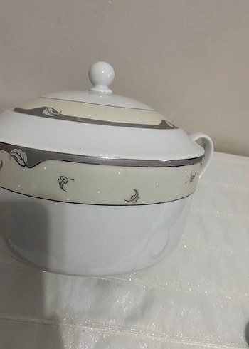 Carlsbad marka , Gri Kenarlı Beyaz Porselen , çorba tenceresi - Görsel 4