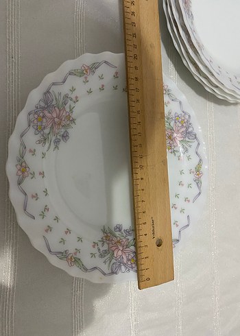 INDOPAL marka ,Çiçek Desenli Beyaz Porselen Tabak Seti - Görsel 5