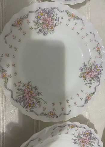 INDOPAL marka ,Çiçek Desenli Beyaz Porselen Tabak Seti - Görsel 2