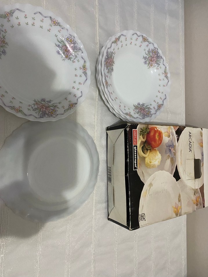 INDOPAL  marka ,Çiçek Desenli Beyaz Porselen Tabak Seti - Görsel 4