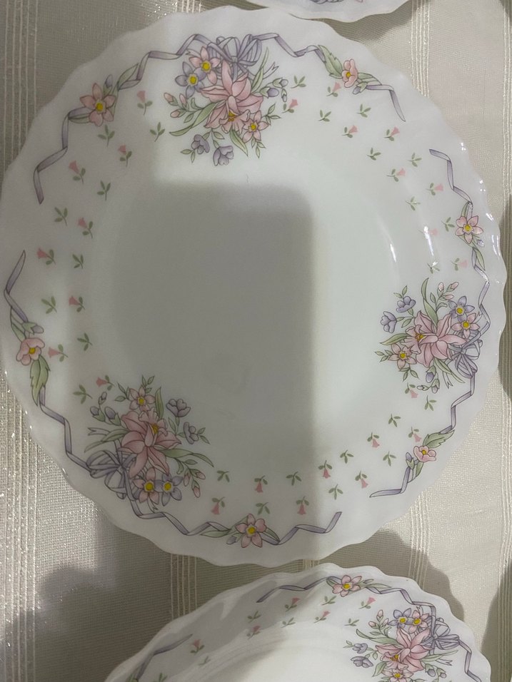 INDOPAL  marka ,Çiçek Desenli Beyaz Porselen Tabak Seti - Görsel 2