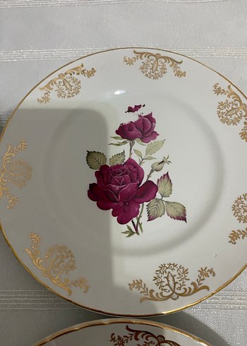 Vintega , Bordo Çiçek Desenli 4 Parça Tabak Seti - Görsel 2