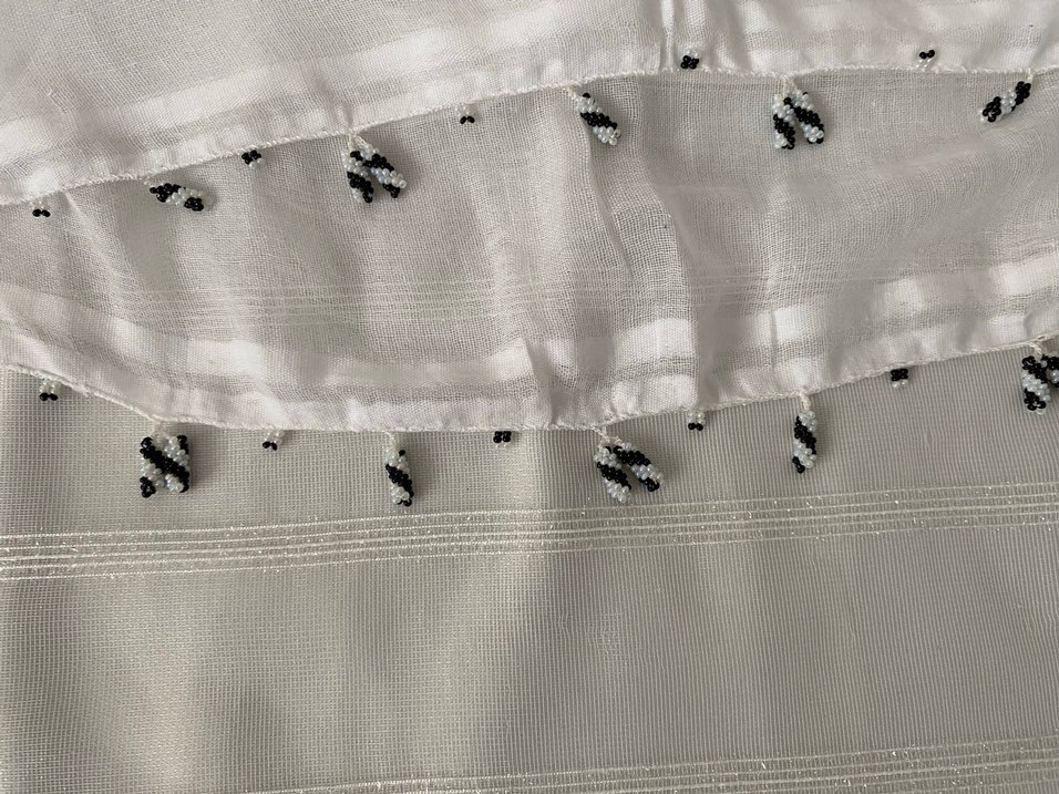 Tığ işi boncuk oyalı baş örtüsü - Görsel 3