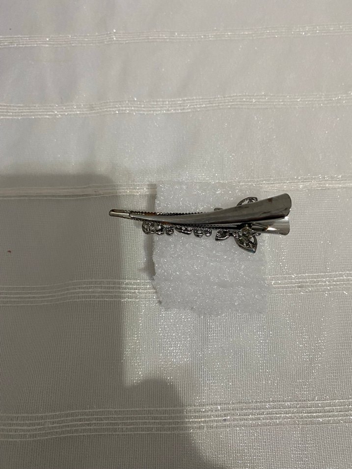 Çok Renkli Taşlı Metal Fiyonk Saç Tokası , 8 cm uzunluğunda - Görsel 2