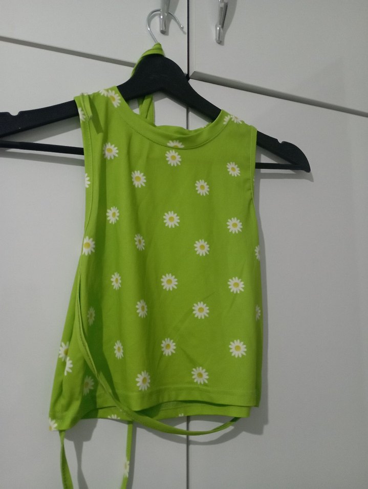 Pastel Yeşil Askısız Çiçekli Üst - Görsel 2