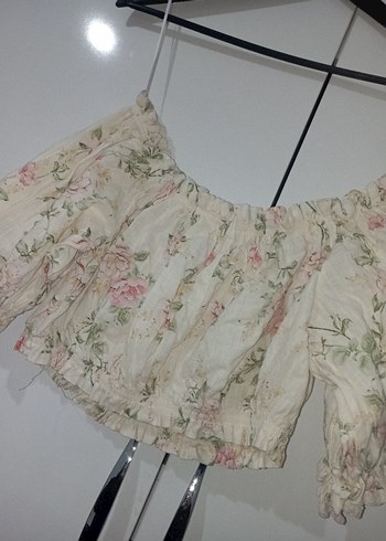 Çiçek Desenli Kısa Bohem Bluz - Görsel 2