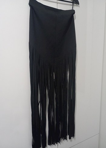 Siyah Püsküllü Uzun Dar Etek - Görsel 3