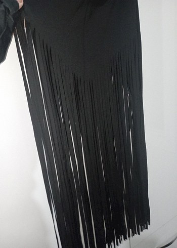 Siyah Püsküllü Uzun Dar Etek - Görsel 2
