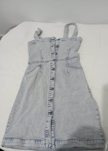 Düğmeli Kot Midi Elbise - Görsel 2