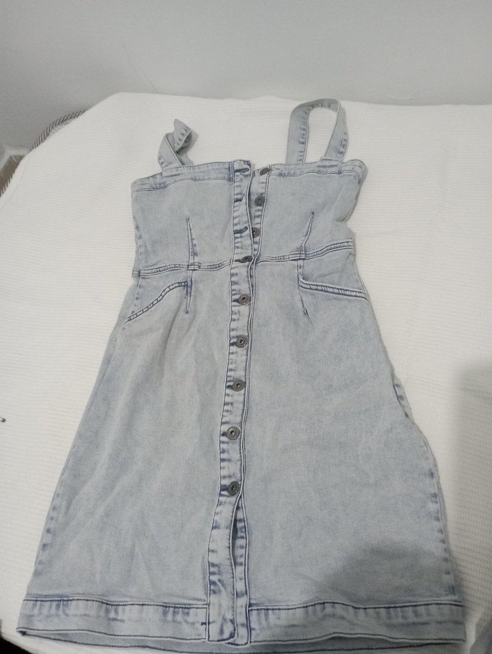 Düğmeli Kot Midi Elbise - Görsel 2