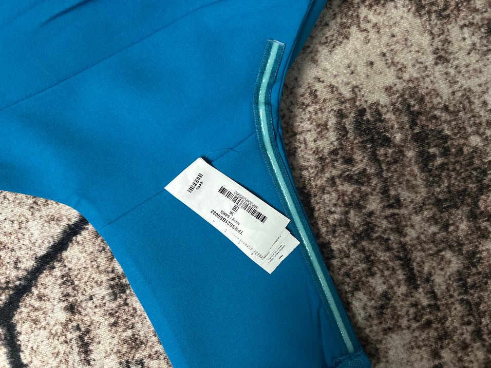 Mavi Parlak Kürklü V Yakalı Kadın Tulum - Görsel 2