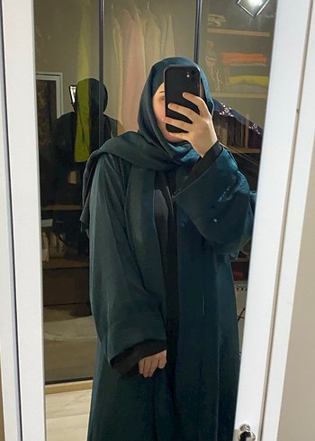 Uzun Siyah Kadın Rahat Kesim abaya+şal - Görsel 4