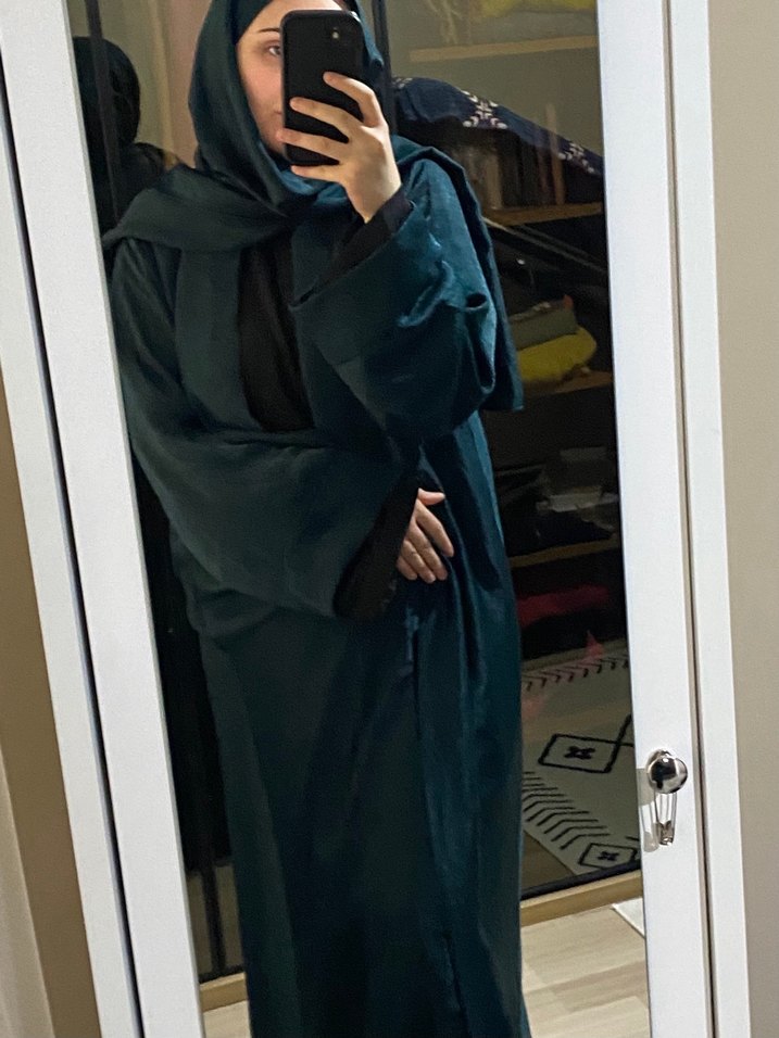 Uzun Siyah Kadın Rahat Kesim abaya+şal - Görsel 5