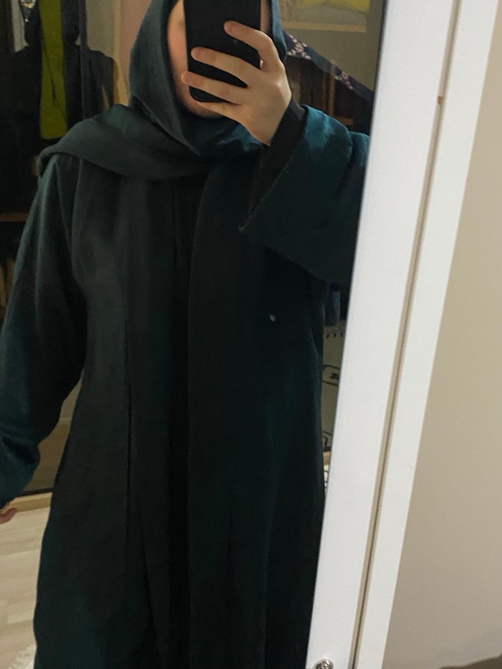 Uzun Siyah Kadın Rahat Kesim abaya+şal - Görsel 2