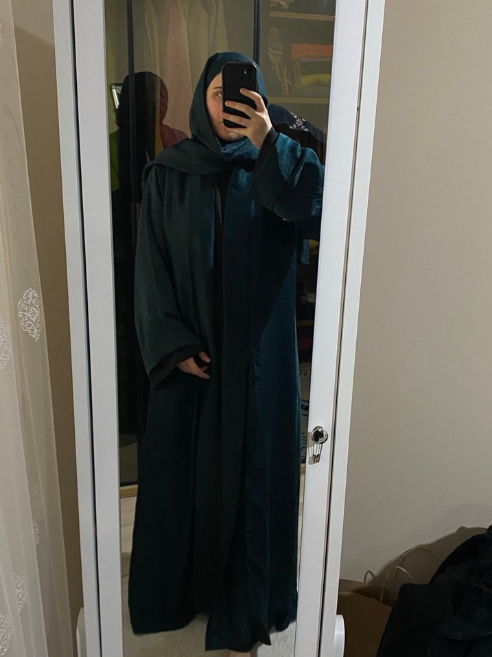 Uzun Siyah Kadın Rahat Kesim abaya+şal - Görsel 3