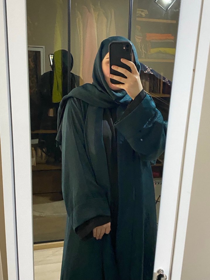 Uzun Siyah Kadın Rahat Kesim abaya+şal - Görsel 4