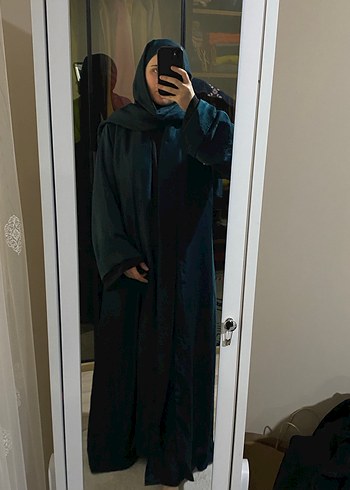 Uzun Yeşil Salaş Kadın abaya - Görsel 9