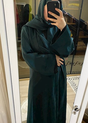 Uzun Yeşil Salaş Kadın abaya - Görsel 3