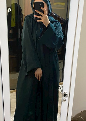 Uzun Yeşil Salaş Kadın abaya - Görsel 4