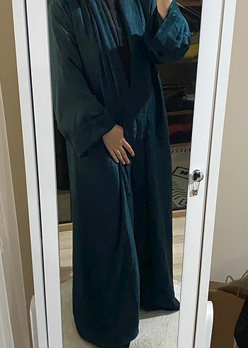 Uzun Yeşil Salaş Kadın abaya - Görsel 2