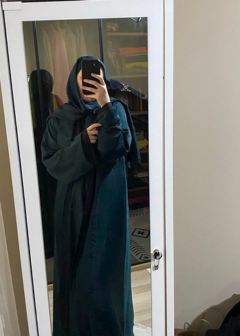 Uzun Yeşil Salaş Kadın abaya - Görsel 10