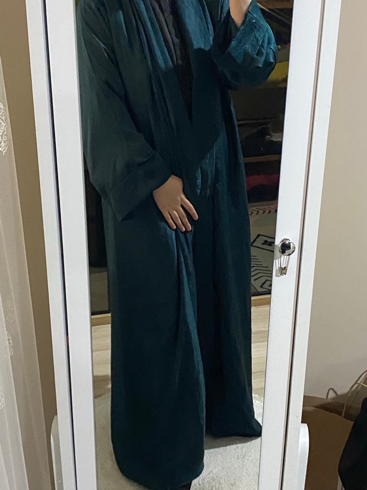 Uzun Yeşil Salaş Kadın abaya - Görsel 2