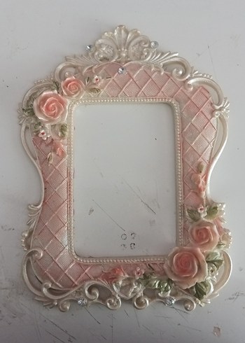 Pembe Çiçekli Dekoratif Çerçeve
