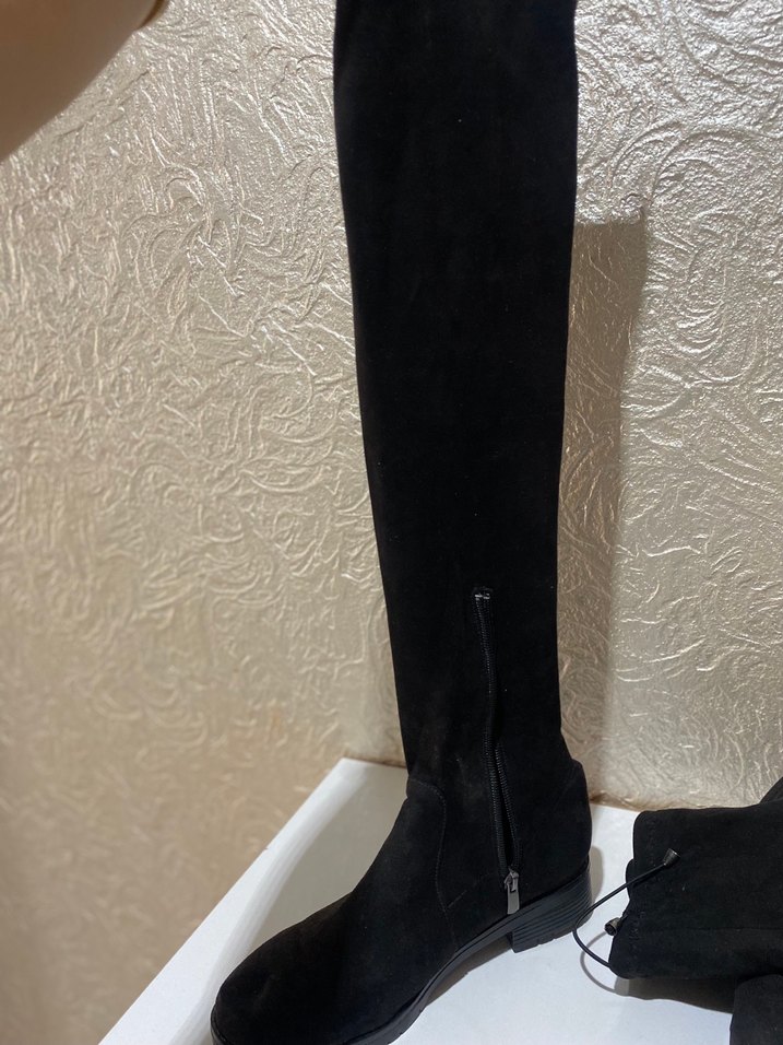 Siyah Süet Dizüstü İnce Topuklu Çizme - Görsel 3
