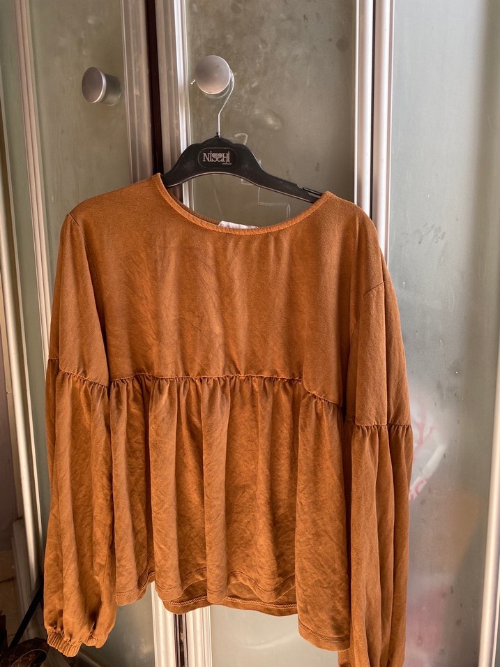 Kahverengi Kadın Süet Salaş Bluz - Görsel 3