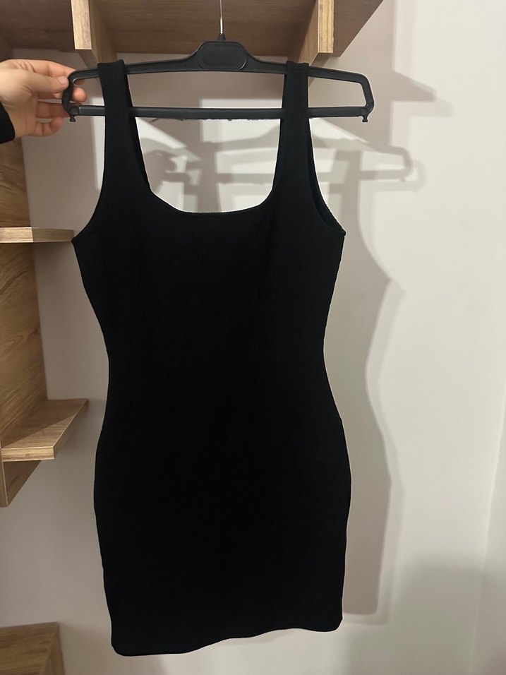 Siyah Mini V Yaka Kadın Elbise - Görsel 2