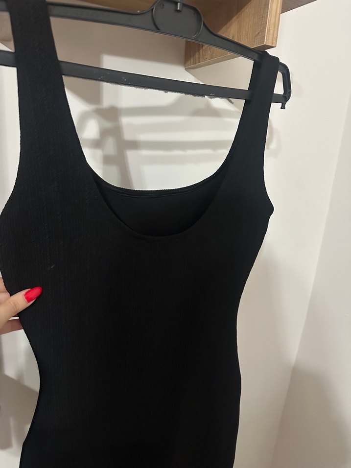 Siyah Mini V Yaka Kadın Elbise - Görsel 4