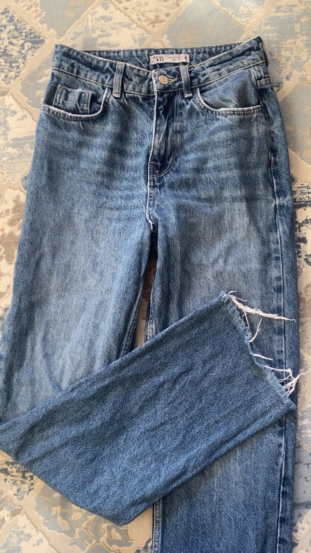 Gri Mavi Rahat Kesim Midi Kadın Kot Pantolon - Görsel 3