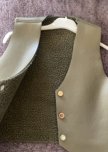 Düğmeli Deri Kadın Yelek - Görsel 2