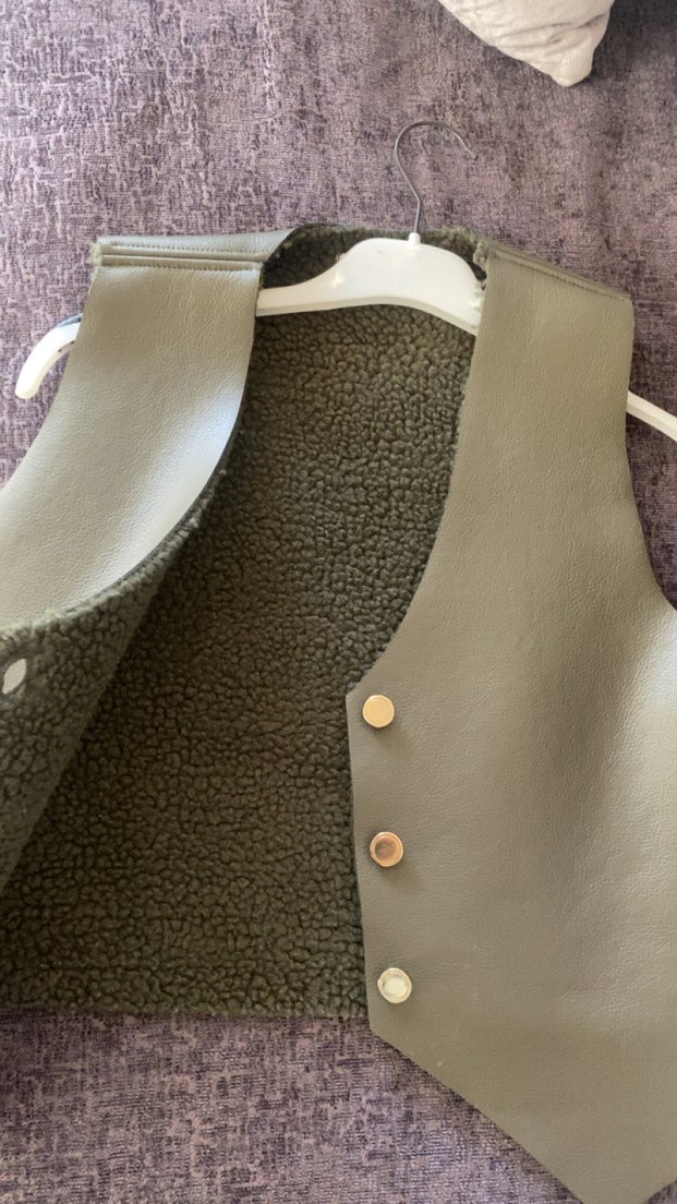 Düğmeli Deri Kadın Yelek - Görsel 2