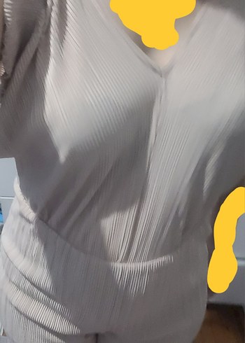 Gri Bej Pilili Kadın Midi Tulum - Görsel 4