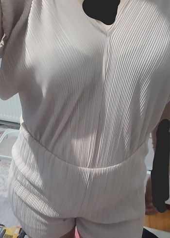 Gri Bej Pilili Kadın Midi Tulum - Görsel 5