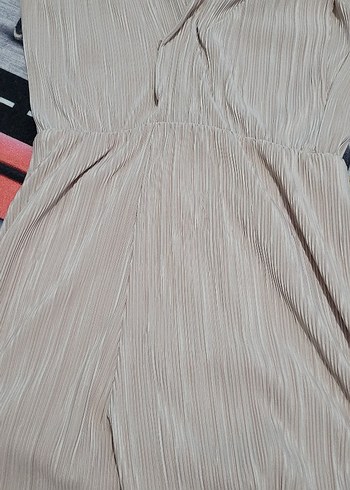 Gri Bej Pilili Kadın Midi Tulum - Görsel 2