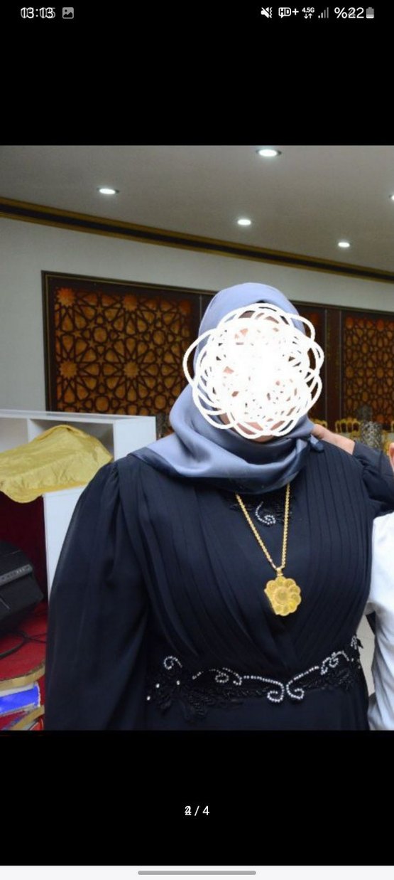 Siyah Uzun Kollu Tesettür abiye elbise - Görsel 2