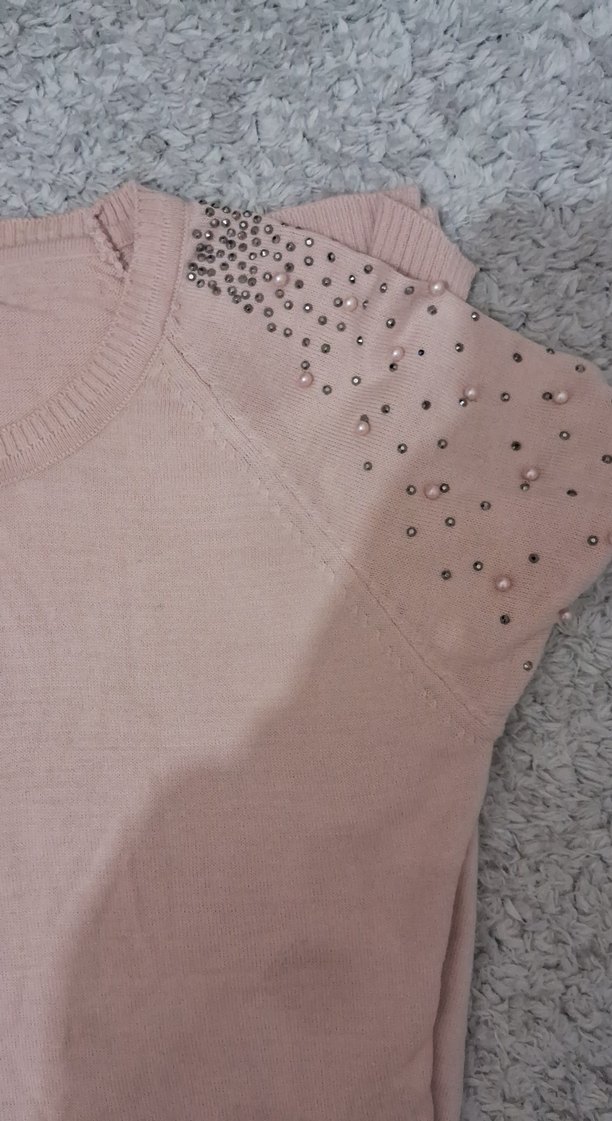 Uzun Kollu Pudra Triko Kadın Tunik - Görsel 2