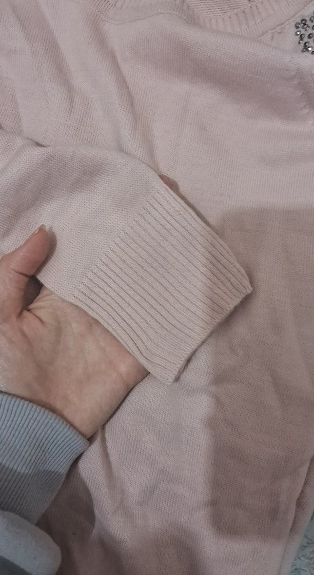 Uzun Kollu Pudra Triko Kadın Tunik - Görsel 4