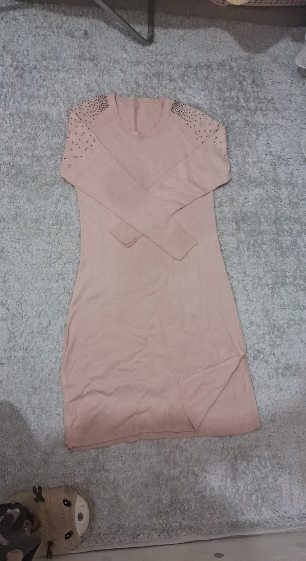 Uzun Kollu Pudra Triko Kadın Tunik - Görsel 5