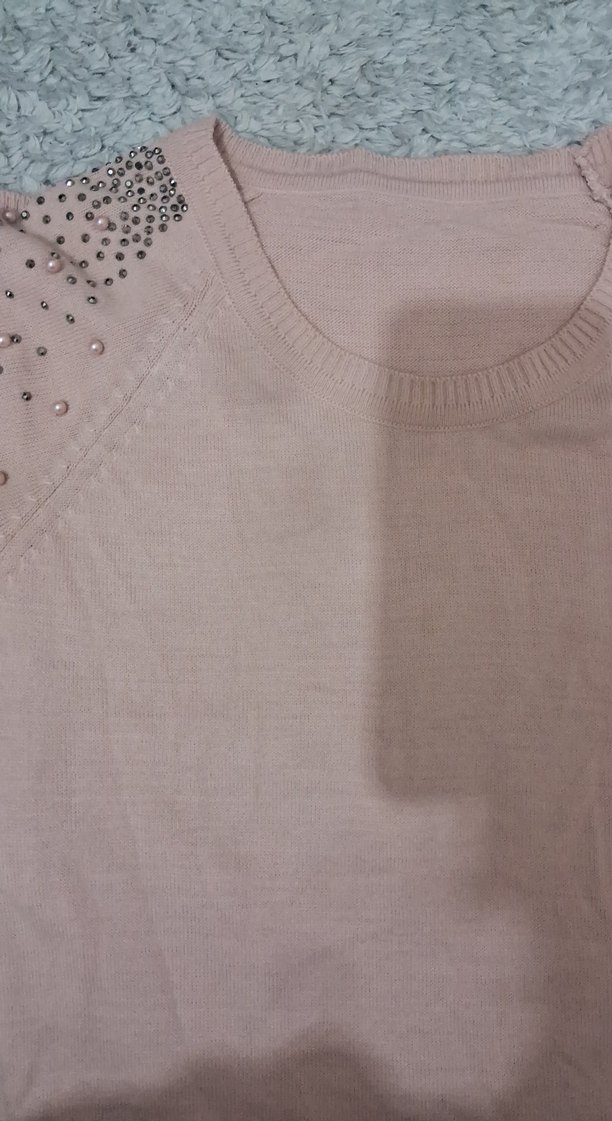 Uzun Kollu Pudra Triko Kadın Tunik - Görsel 3