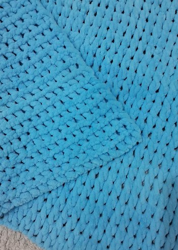 Mavi Örgü Çocuk Battaniyesi 140×125 - Görsel 4