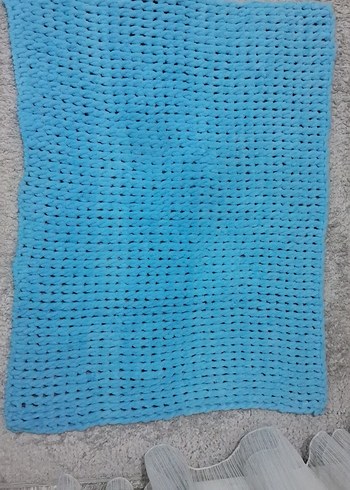 Mavi Örgü Çocuk Battaniyesi 140×125 - Görsel 2